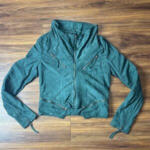 Lulu's Teal Suede Utility Jacket